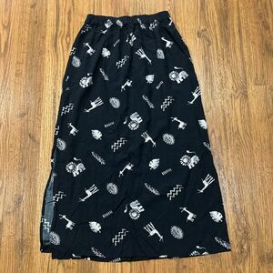 Leslie Fay Haberdashery Maxi Skirt Womens Small Petite Black Artsy Teacher